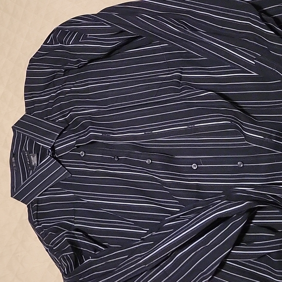 EUC J. Ferrar Dress Shirt Black Blue White Stripes 3XLT - Picture 1 of 2